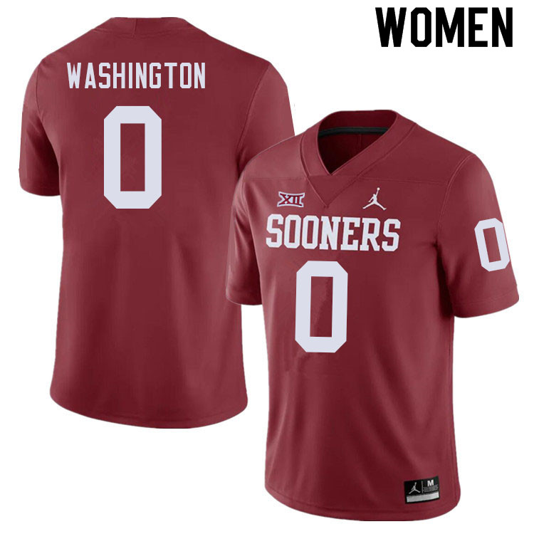Women #0 Woodi Washington Oklahoma Sooners College Football Jerseys Sale-Crimson
